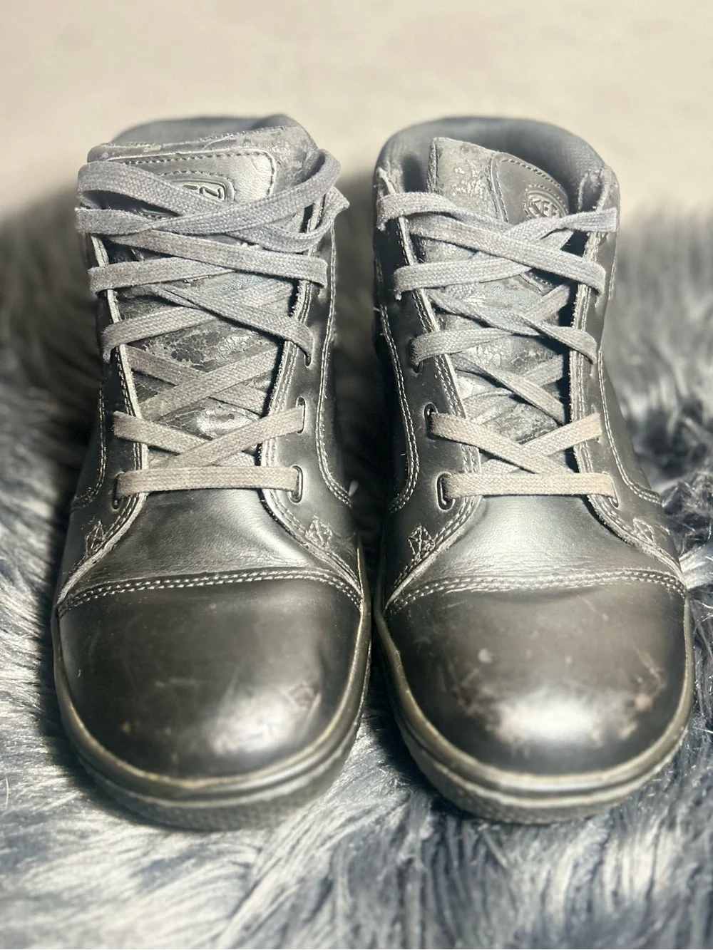 Keen Men's PTC Kenton Mid Work Shoe (Soft Toe) Black Leather Work Boots Size 8